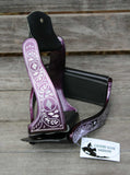 CSS Purple Engraved Stirrup Irons. - Country Scene Saddlery and Pet Supplies