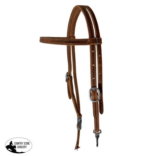 5637 American Made Browband Harness Leather Headstall With Snaps. In Usa. Western Reins