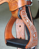 CSS Rose Engraved Stirrup Irons. - Country Scene Saddlery and Pet Supplies