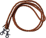 One piece leather braided roping reins - Country Scene Saddlery and Pet Supplies