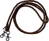 One piece leather braided roping reins - Country Scene Saddlery and Pet Supplies