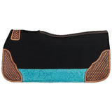 New! Showman 31" x 32" Teal Hibiscus Contoured Felt Saddle Pad - Country Scene Saddlery and Pet Supplies
