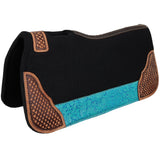 New! Showman 31" x 32" Teal Hibiscus Contoured Felt Saddle Pad - Country Scene Saddlery and Pet Supplies
