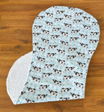 New! Bib, Burp & Wash Cloth Set - Gingham Cows - Country Scene Saddlery and Pet Supplies