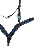 CSS Western Inlay Breastcollar and Bridle- Blue Glitter Inlay - Country Scene Saddlery and Pet Supplies