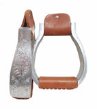 New! Aluminum Stirrups, Engraved 2" Visalia - Country Scene Saddlery and Pet Supplies