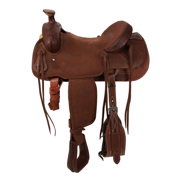 New! Showman Legacy Series Roughout and Tooled Roping Saddle - 16 Inch Product ID: 626