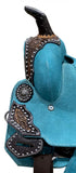 13"DOUBLE T Teal Rough Out Barrel style saddle - Country Scene Saddlery and Pet Supplies
