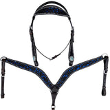 CSS Western Inlay Breastcollar and Bridle- Blue Glitter Inlay - Country Scene Saddlery and Pet Supplies