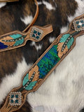 Showman ® Hand Painted Browband Headstall and Breastcollar Set with feather design. - Country Scene Saddlery and Pet Supplies