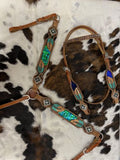 Showman ® Hand Painted Browband Headstall and Breastcollar Set with feather design. - Country Scene Saddlery and Pet Supplies