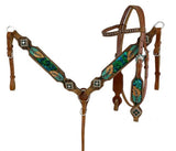 Showman ® Hand Painted Browband Headstall and Breastcollar Set with feather design. - Country Scene Saddlery and Pet Supplies