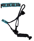 New! Showman Woven Royal Blue Nylon Mule Tape Halter with Beaded Noseband - Country Scene Saddlery and Pet Supplies