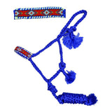 New! Showman Woven Royal Blue Nylon Mule Tape Halter with Beaded Noseband - Country Scene Saddlery and Pet Supplies