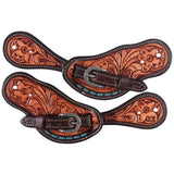 New! Fort Worth Odina Spur Straps - Turquoise Buckstitched - Country Scene Saddlery and Pet Supplies