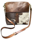Klassy Cowgirl Leather Crossbody Bag with hair on cowhide accents. - Country Scene Saddlery and Pet Supplies