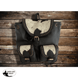 78119 Klassy Cowgirl Genuine Hair-On Cowhide Leather Flap Drawstring Backpack