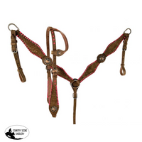 8045 Showman ® One Ear Chocolate Rought Out Headstall And Breast Collar Set All Tack