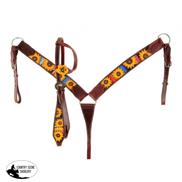 8046 Showman ® One Ear Medium Oil Headstall And Breast Collar Set All Tack