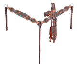 Showman ® Chocolate Oiled Browband Headstall and Breast Collar Set with buck stitch & Flower Tooling - Country Scene Saddlery and Pet Supplies