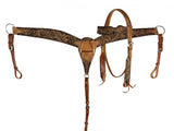 Showman ® Medium oil Browband leather headstall and breast collar set - Country Scene Saddlery and Pet Supplies