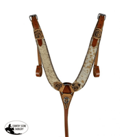 8077 Showman ® Leather Hair On Cowhide Pulling Collar. Pulling Breast Collars