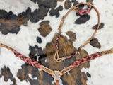 New! Showman Miracle Braid One Ear Headstall and Breast Collar Set - pink - Country Scene Saddlery and Pet Supplies