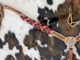 New! Showman Miracle Braid One Ear Headstall and Breast Collar Set - pink - Country Scene Saddlery and Pet Supplies