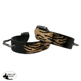 New! 8130 Showman ® Black Steel Bumper Spurs with Copper Flame Overlay - Country Scene Saddlery and Pet Supplies