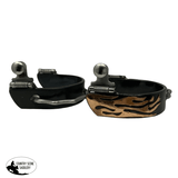 New! 8130 Showman ® Black Steel Bumper Spurs with Copper Flame Overlay - Country Scene Saddlery and Pet Supplies