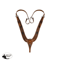 8204 Showman ® Floral Tooled Medium Leather Pulling Collar With Black Rawhide Lacing Tripping