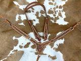 New! Showman Floral Rawhide Buckstitch Gladiator Style Browband Headstall and Breastcollar Set - Country Scene Saddlery and Pet Supplies