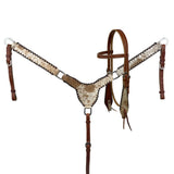 New! Showman Cattle Country Browband Cowhide Headstall and Breastcollar Set - Country Scene Saddlery and Pet Supplies