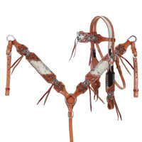 New! Showman Leather Lily Browband Headstall and Breastcollar Set