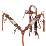 New! Showman Leather Lily Browband Headstall and Breastcollar Set