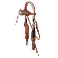 New! Showman Leather Lily Browband Headstall and Breastcollar Set