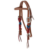 New! Showman Fiery Frontier Pony Sized Mohair Browband Headstall and Breastcollar Set - Country Scene Saddlery and Pet Supplies