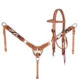 New! Showman Blossom & Hide Browband Headstall and Breastcollar Set - Country Scene Saddlery and Pet Supplies