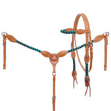 New! Showman Tealwood Mohair Browband Headstall and Breastcollar Set - Country Scene Saddlery and Pet Supplies