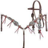 New! Showman Weathered Steer Browband Headstall and Breastcollar Set - Country Scene Saddlery and Pet Supplies