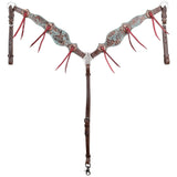 New! Showman Weathered Steer Browband Headstall and Breastcollar Set - Country Scene Saddlery and Pet Supplies