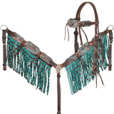 New! Showman Weathered Steer Twist Browband Headstall and Breastcollar Set - Country Scene Saddlery and Pet Supplies