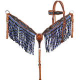 New! Showman Nightshade Beaded Browband Headstall and Breastcollar Set - Country Scene Saddlery and Pet Supplies