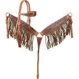 NEW! Showman Brandin’ Pen Browband Headstall and Breastcollar Set with Fringe - Country Scene Saddlery and Pet Supplies