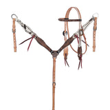 New! Showman Autumn Hide Browband Headstall and Breastcollar Set - Western Headstall & Breastcollar Set