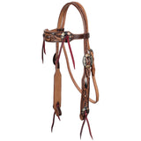 New! Showman Cowhide Canopy Browband Headstall and Breastcollar Set