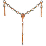 tribal beaded western horse tack set Australia teal orange white detail