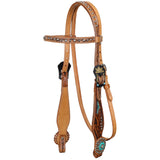 browband headstall and breastcollar set on horse teal western tack