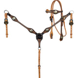 Showman Sterling Floral western headstall and breastcollar set with reins