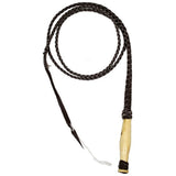 New! 6ft Braided Leather Bull Whip with Wooden Handle - Country Scene Saddlery and Pet Supplies